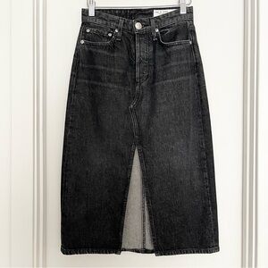 NWT Rag & Bone Black Denim Bonnie Pencil Skirt, Kali, Size 23